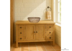 Aegina Solid Wood Bathroom Furniture With Handmade Travertino Washbasins