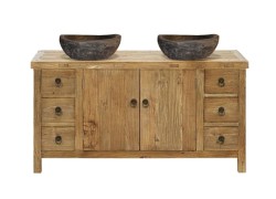 Aegina Solid Wood Bathroom Furniture With Handmade Travertino Washbasins