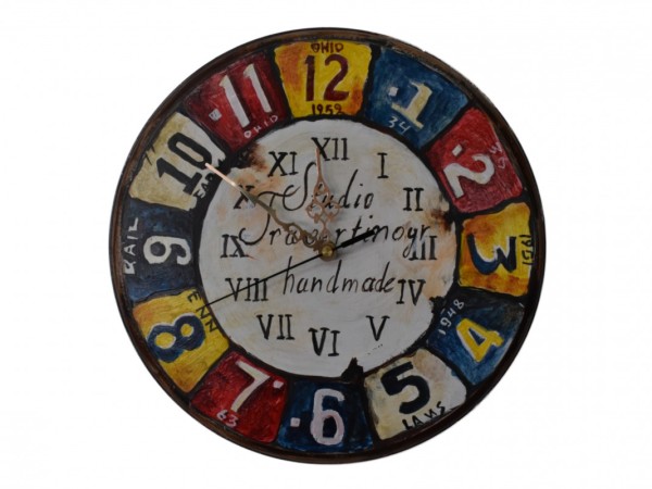Handmade Wooden Wall Clock With Painting