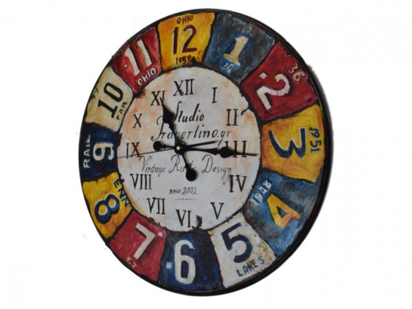 Handmade Wooden Wall Clock With Painting
