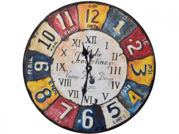 Handmade Wooden Wall Clock With Painting