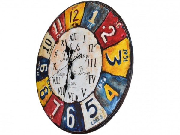 Handmade Wooden Wall Clock With Painting