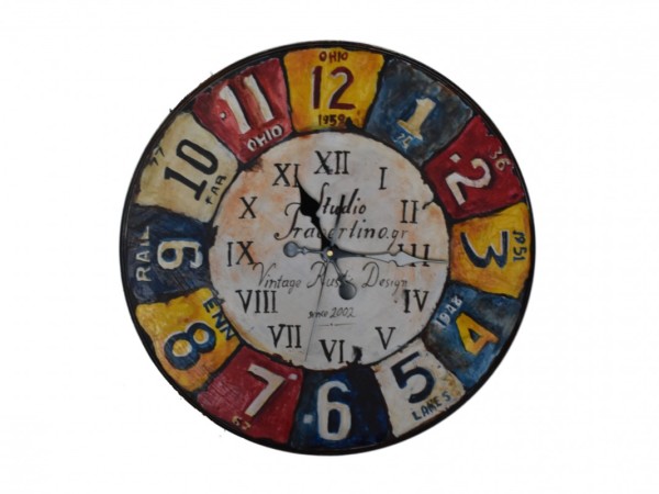 Handmade Wooden Wall Clock With Painting