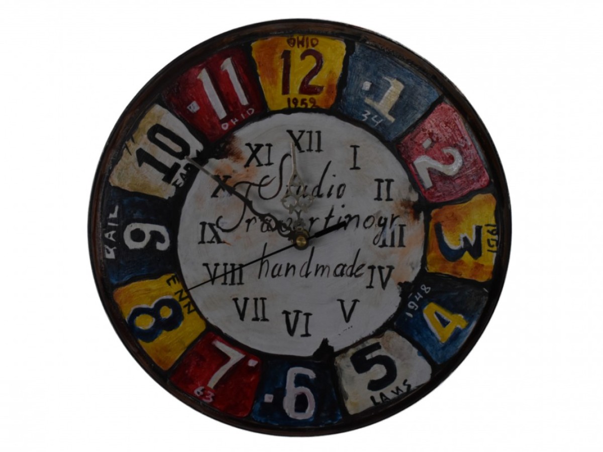 Χειροποίητο Ρολόι Τοίχου Ξύλινο Με Ζωγραφική