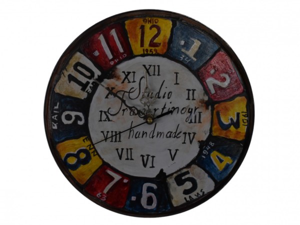 Handmade Wooden Wall Clock With Painting