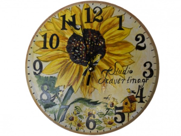 Handmade Wooden Wall Clock Flower Sun
