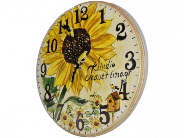 Handmade Wooden Wall Clock Flower Sun