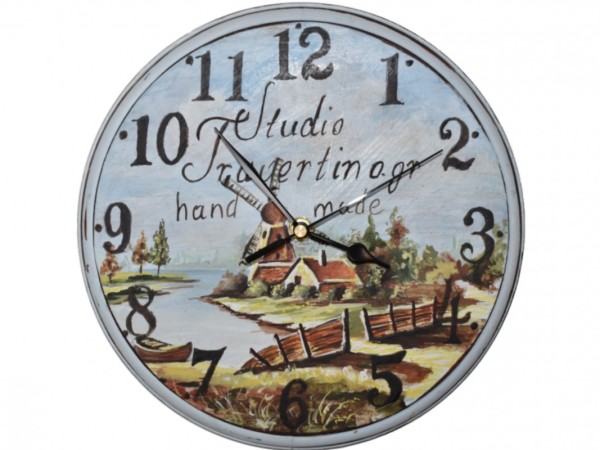 Handmade Wall Clock With Painting Pattern