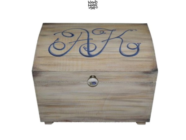 Κασελάκια Αντικέ Ξύλινα Με Αρχικά Γράμματα Ονομάτων