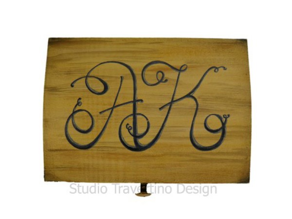 Κασελάκια Αντικέ Ξύλινα Με Αρχικά Γράμματα Ονομάτων