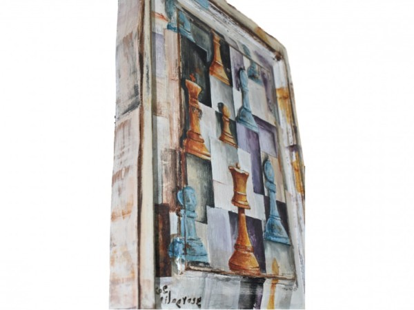 Χειροποίητα  Ξύλινα Πορτάκια Πίνακες Ζωγραφικής Σχέδιο Σκακιέρα 