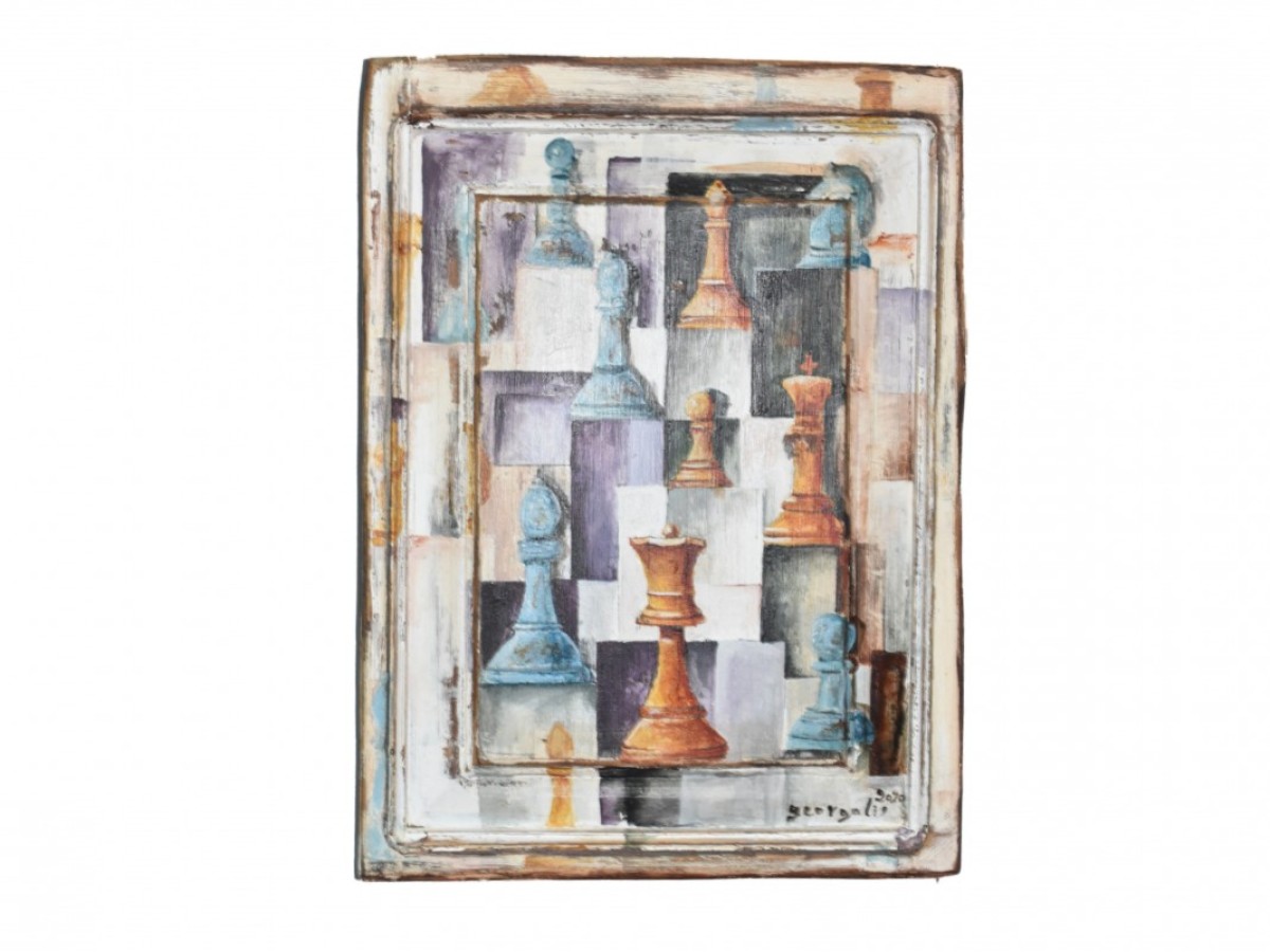 Χειροποίητα  Ξύλινα Πορτάκια Πίνακες Ζωγραφικής Σχέδιο Σκακιέρα 