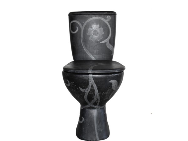 Λεκάνες καζανάκια μαύρες travertino με σχέδιο