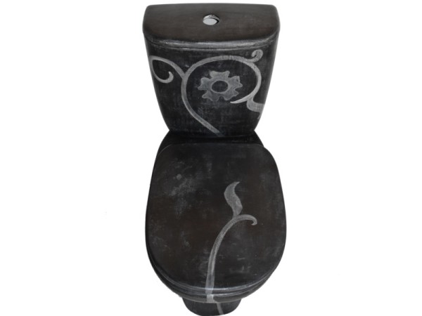 Λεκάνες καζανάκια μαύρες travertino με σχέδιο