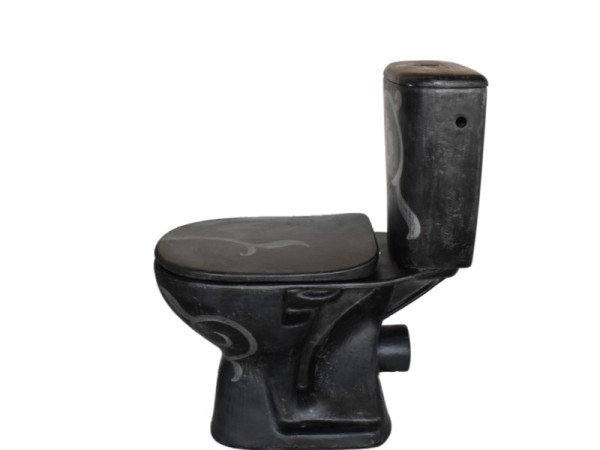 Λεκάνες καζανάκια μαύρες travertino με σχέδιο