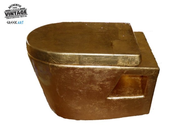 Χρυσή Παλαιωμένη Μεταλλική Λεκάνη Μπάνιου Κρεμαστή Μύκονος