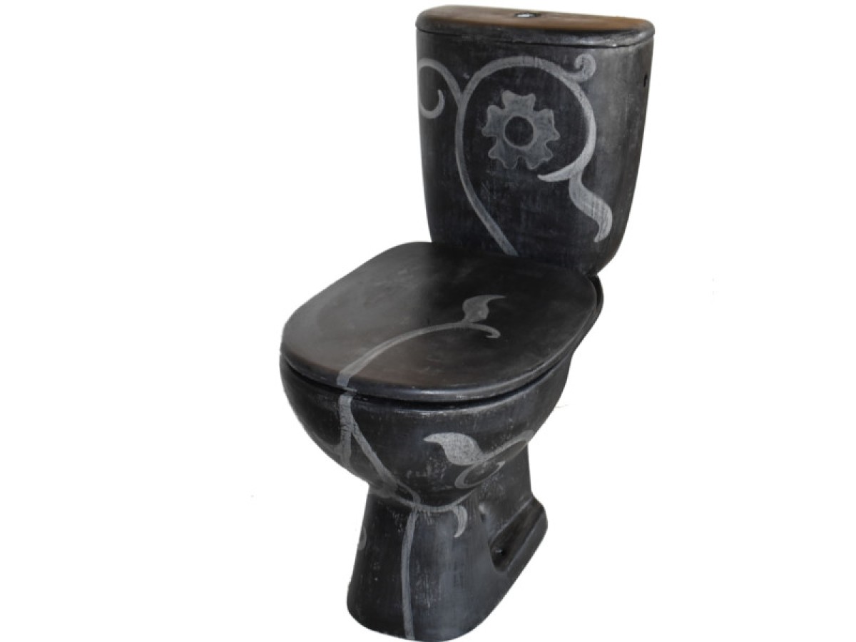 Λεκάνες καζανάκια μαύρες travertino με σχέδιο