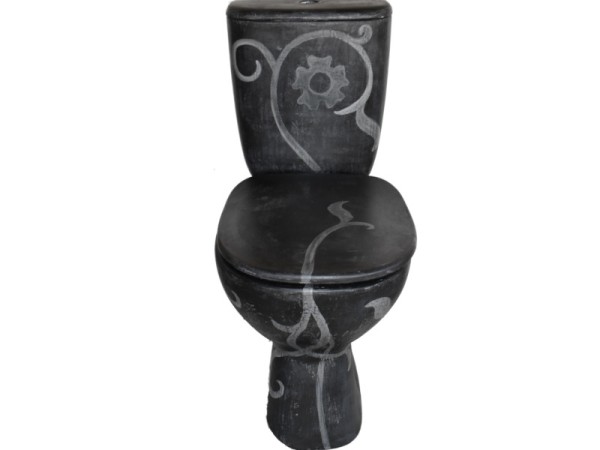 Λεκάνες καζανάκια μαύρες travertino με σχέδιο