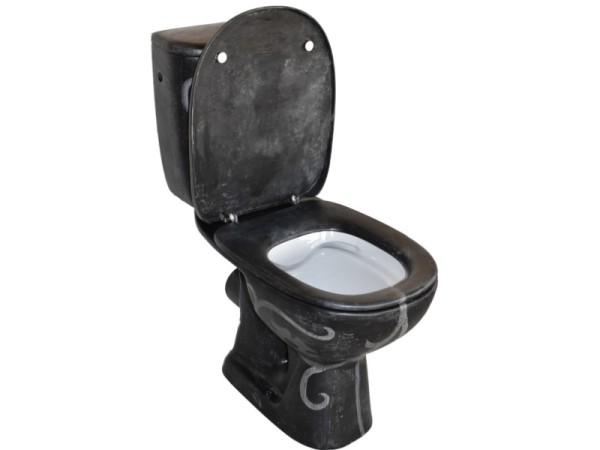 Λεκάνες καζανάκια μαύρες travertino με σχέδιο