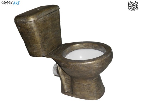 Λεκάνη Τουαλέτας Χειροποίητη Μετατροπή Σε Μέταλλο Βουρτσισμένος Μπρούτζος