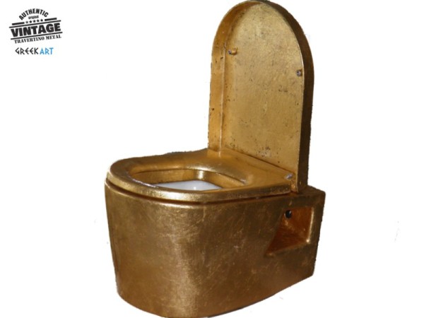 Χρυσή Παλαιωμένη Μεταλλική Λεκάνη Μπάνιου Κρεμαστή Μύκονος