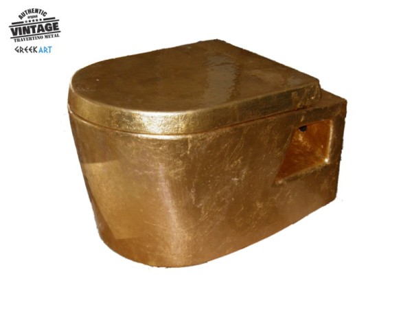 Χρυσή Παλαιωμένη Μεταλλική Λεκάνη Μπάνιου Κρεμαστή Μύκονος