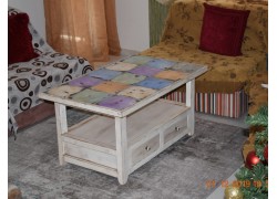  Vintage τραπέζι σαλονιού παλαιωμένο με χειροποίητα πλακάκια μοναστηριακά