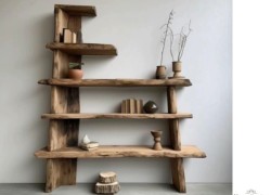 Rustic solid wood bookcase Volvi small offer