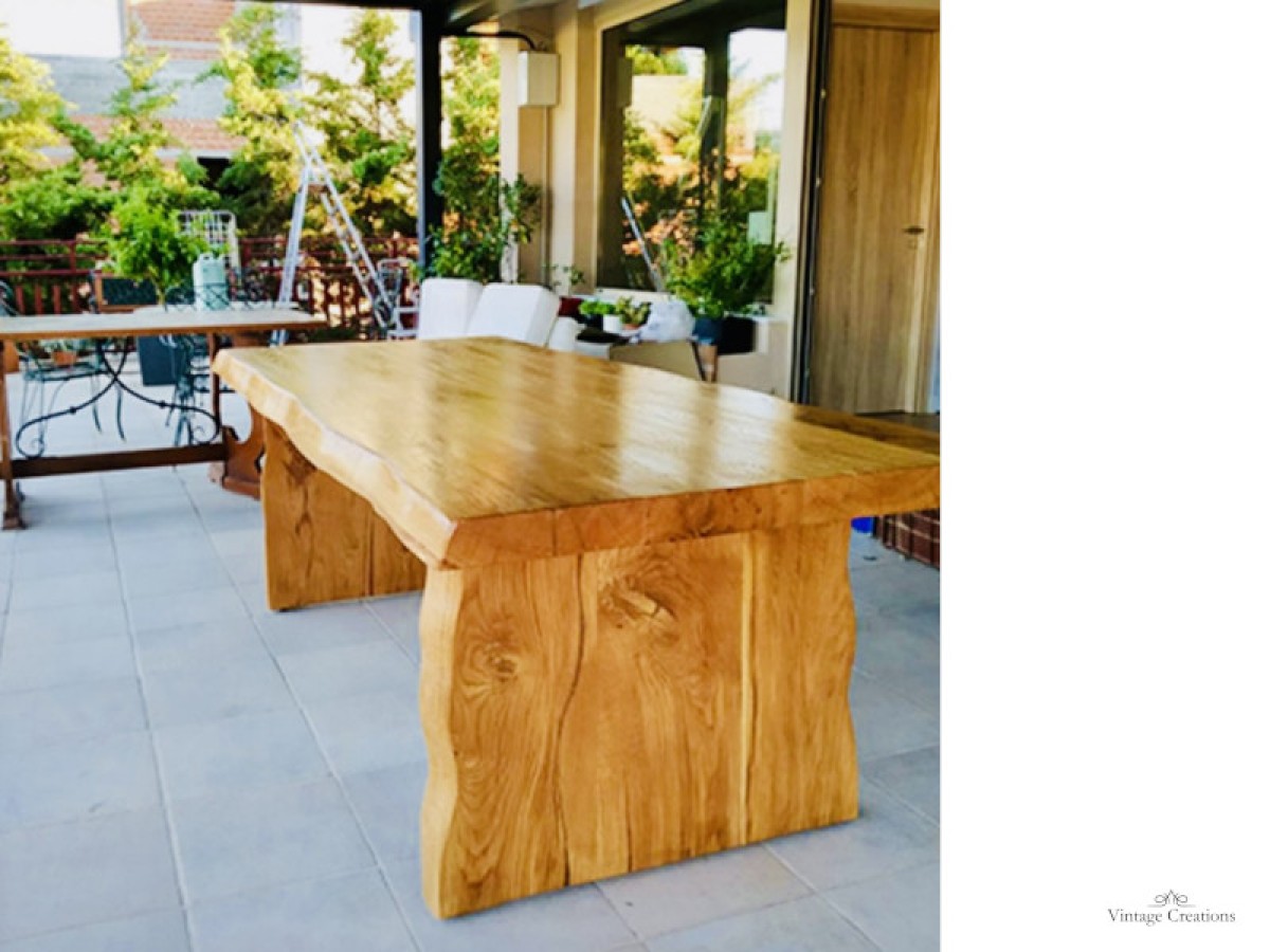 Χειροποίητο Μασίφ Τραπέζι Τραπεζαρίας από Φυσικό Ξύλο Όλυμπος 