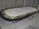 Oval garden patio tables made of volcanic stone and hand painted