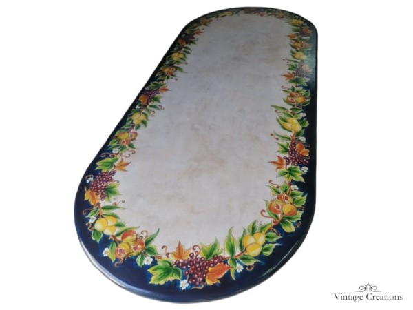 Oval garden patio tables made of volcanic stone and hand painted