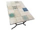 Patio garden tables with handmade travertino tiles