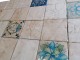 Patio garden tables with handmade travertino tiles