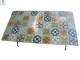 Garden Table 185 x 105 cm With Hand Made Tile Drawings Travertine