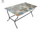 Garden Table 185 x 105 cm With Hand Made Tile Drawings Travertine