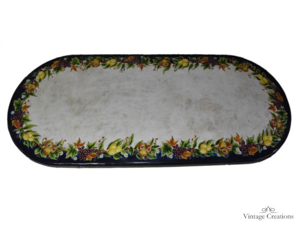 Oval garden patio tables made of volcanic stone and hand painted