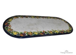 Oval garden patio tables made of volcanic stone and hand painted