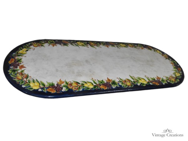 Oval garden patio tables made of volcanic stone and hand painted