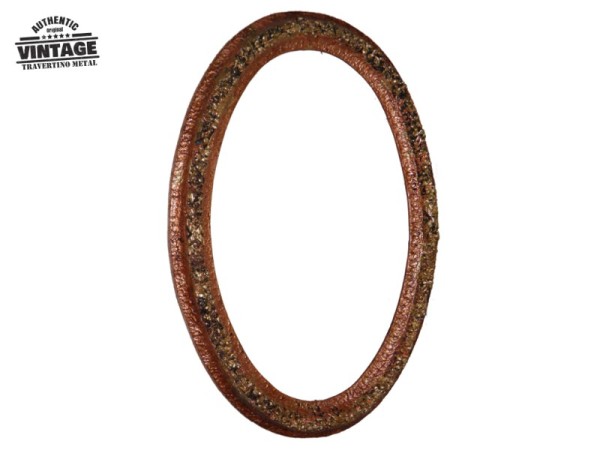 Ρουστίκ Μεταλλικός Χρυσός Χαλκός Καθρέπτης Τραβερτίνο Οβάλ