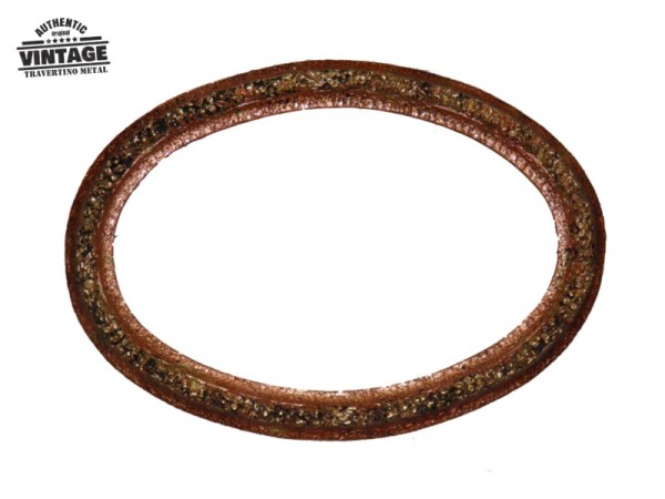 Ρουστίκ Μεταλλικός Χρυσός Χαλκός Καθρέπτης Τραβερτίνο Οβάλ