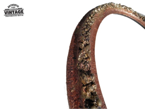 Ρουστίκ Μεταλλικός Χρυσός Χαλκός Καθρέπτης Τραβερτίνο Οβάλ