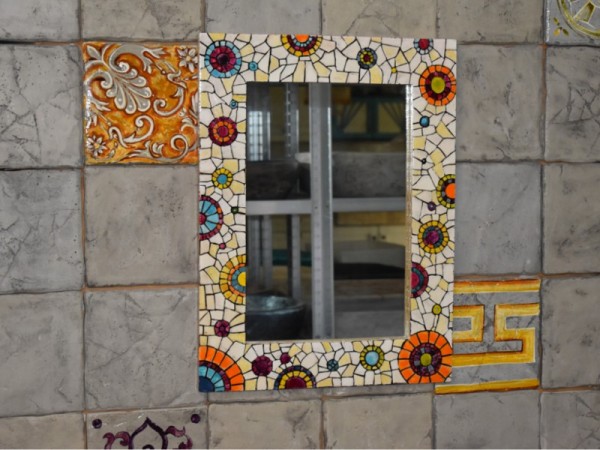 Πέτρινος Χειροποίητος Καθρέπτης Ζωγραφικός Ψηφιδωτός Θάσος