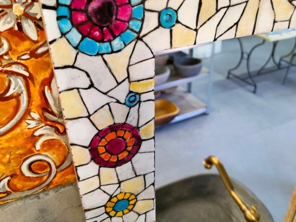 Πέτρινος Χειροποίητος Καθρέπτης Ζωγραφικός Ψηφιδωτός Θάσος