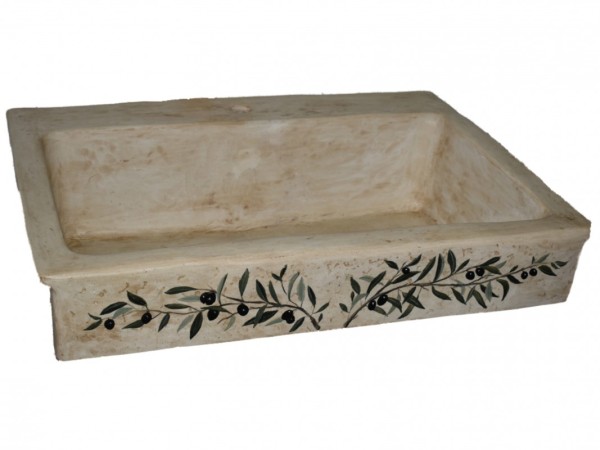Antique Handmade Kitchen Sink With Olive Design
