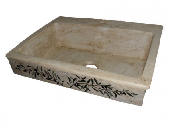Antique Handmade Kitchen Sink With Olive Design