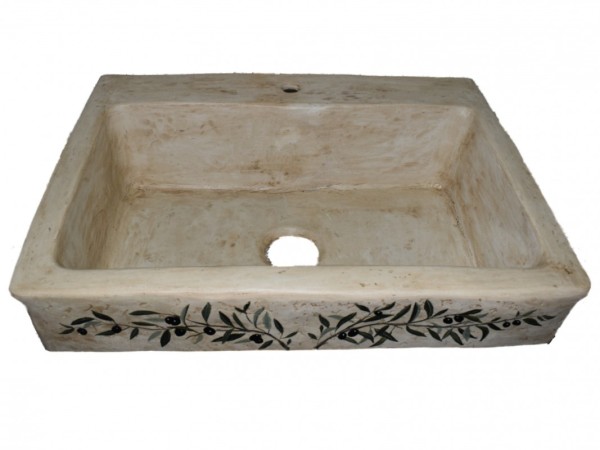 Antique Handmade Kitchen Sink With Olive Design