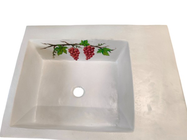 Built in stone kitchen sink with a design!
