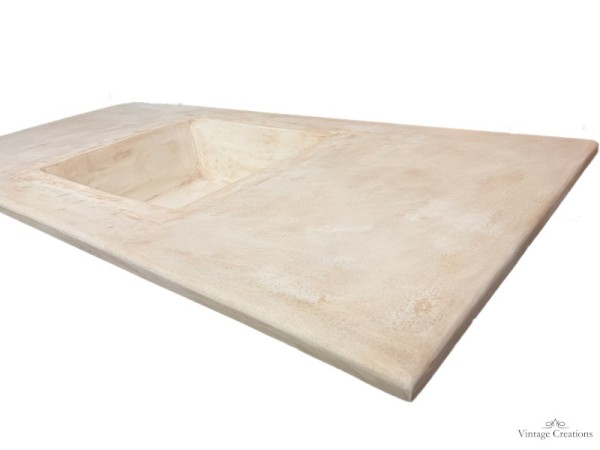 Countertops handmade single with built-in travertino sinks