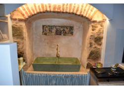 Travertino kitchen double handmade kitchen sink