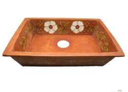 Handmade Rustic Kitchen Sink with Daisies